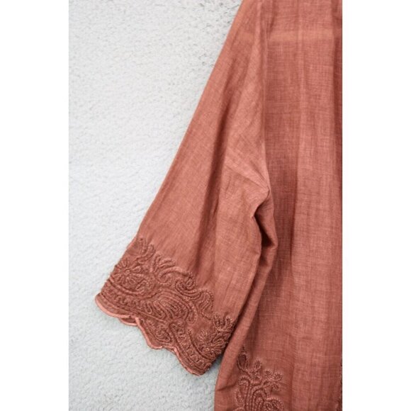 Soft Surroundings Caribe Brown Open Front Overlay-Medium/Petite-Embroidered-Boho - Picture 3 of 11